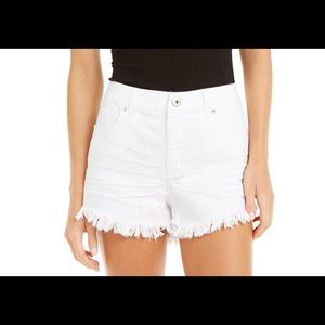 INC via Macy’s fringed white shorts. good length.